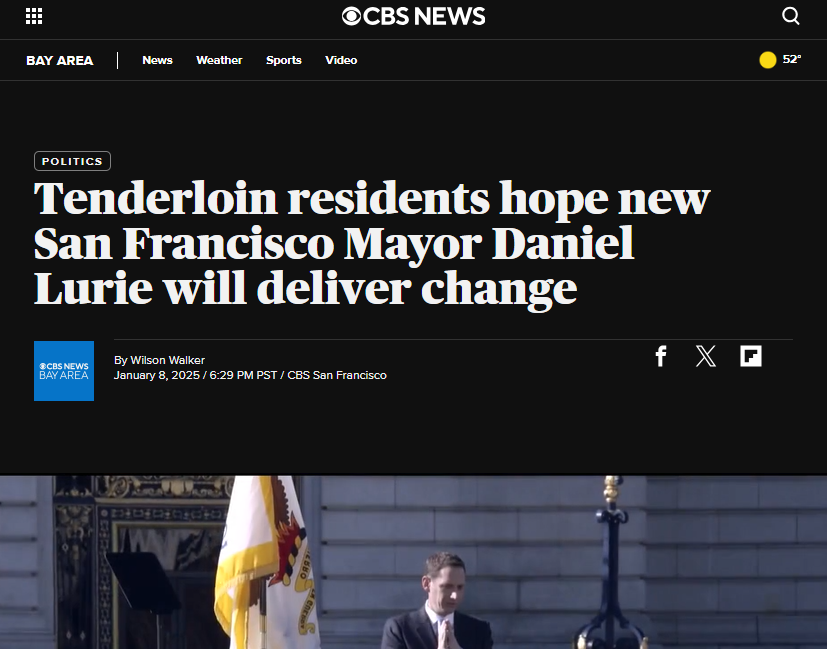 CBS News Bay Area: Major-Elect Daniel Lurie begins inauguration day by volunteering at St. Anthony’s