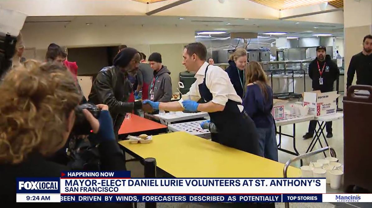 KTVU Fox 2 News: Mayor-Elect Daniel Lurie Volunteers at St. Anthony’s