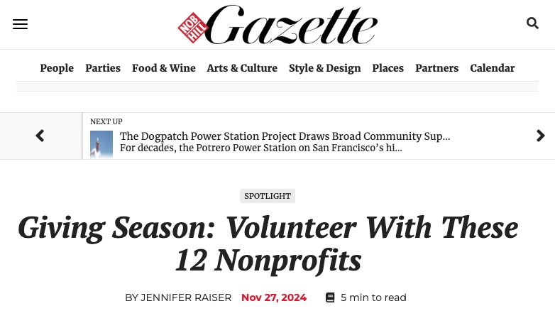 Nob Hill Gazette: Giving Season – Volunteer With These 12 Nonprofits