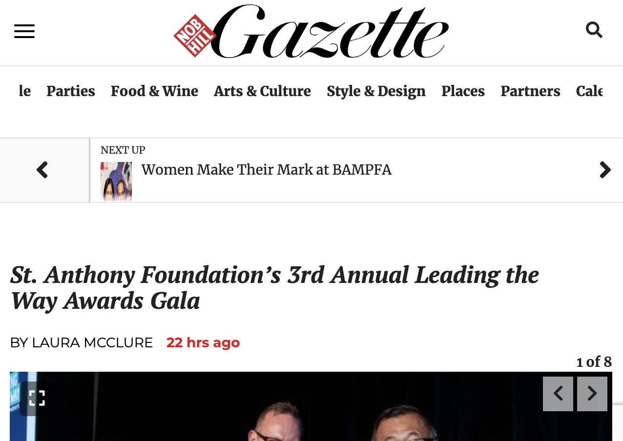 Nob Hill Gazette: St. Anthony Foundation’s 3rd Annual Leading the Way Awards Gala