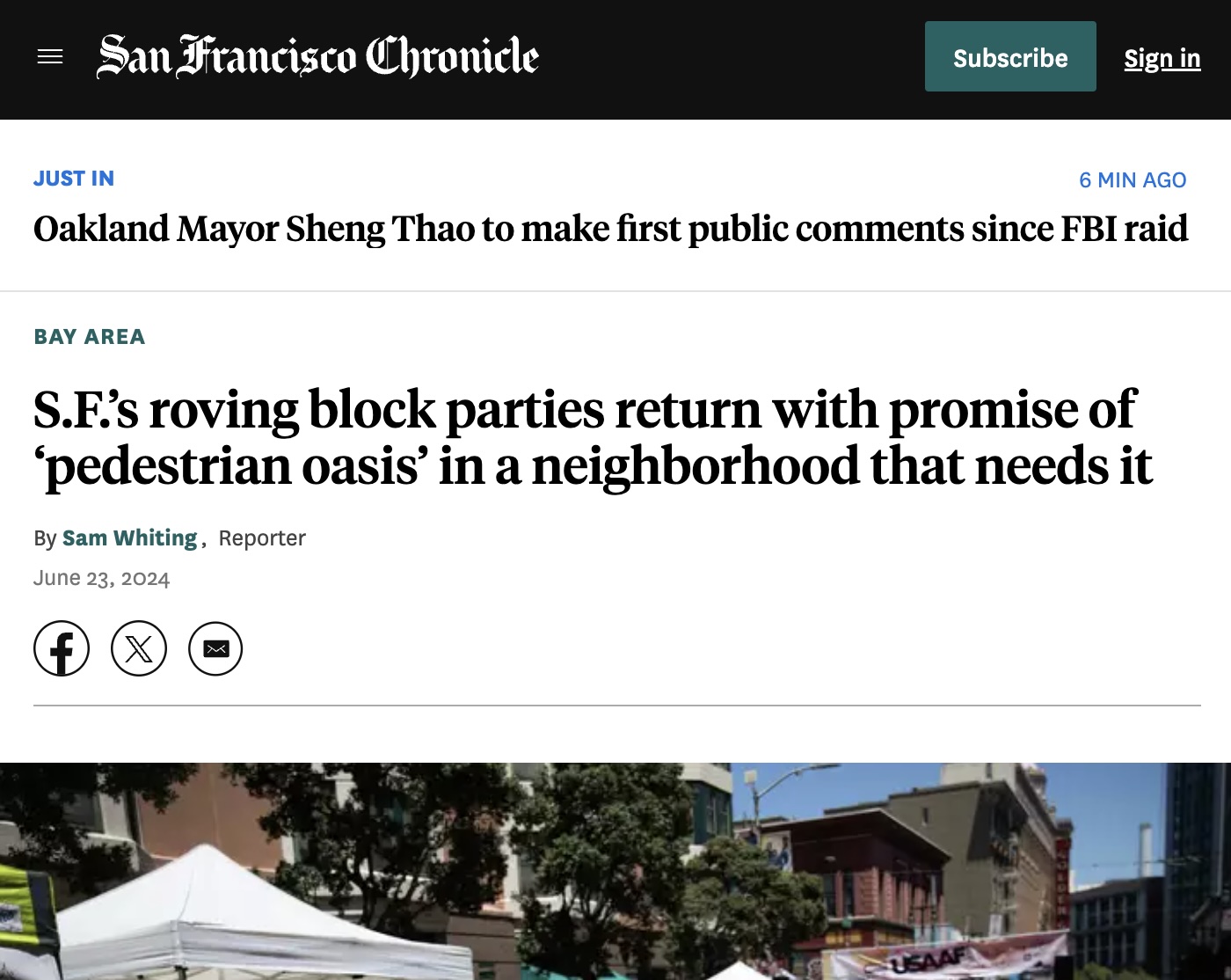 SF Chronicle: S.F.’s roving block parties return with promise of ‘pedestrian oasis’ in a neighborhood that needs it