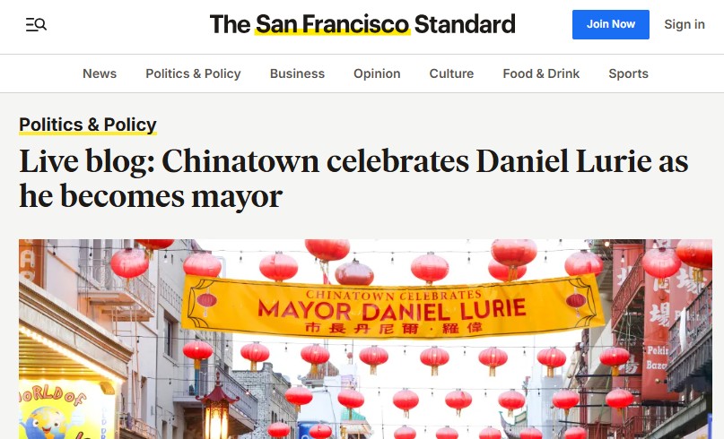 The SF Standard: Live blog: Chinatown celebrates Daniel Lurie as he becomes mayor